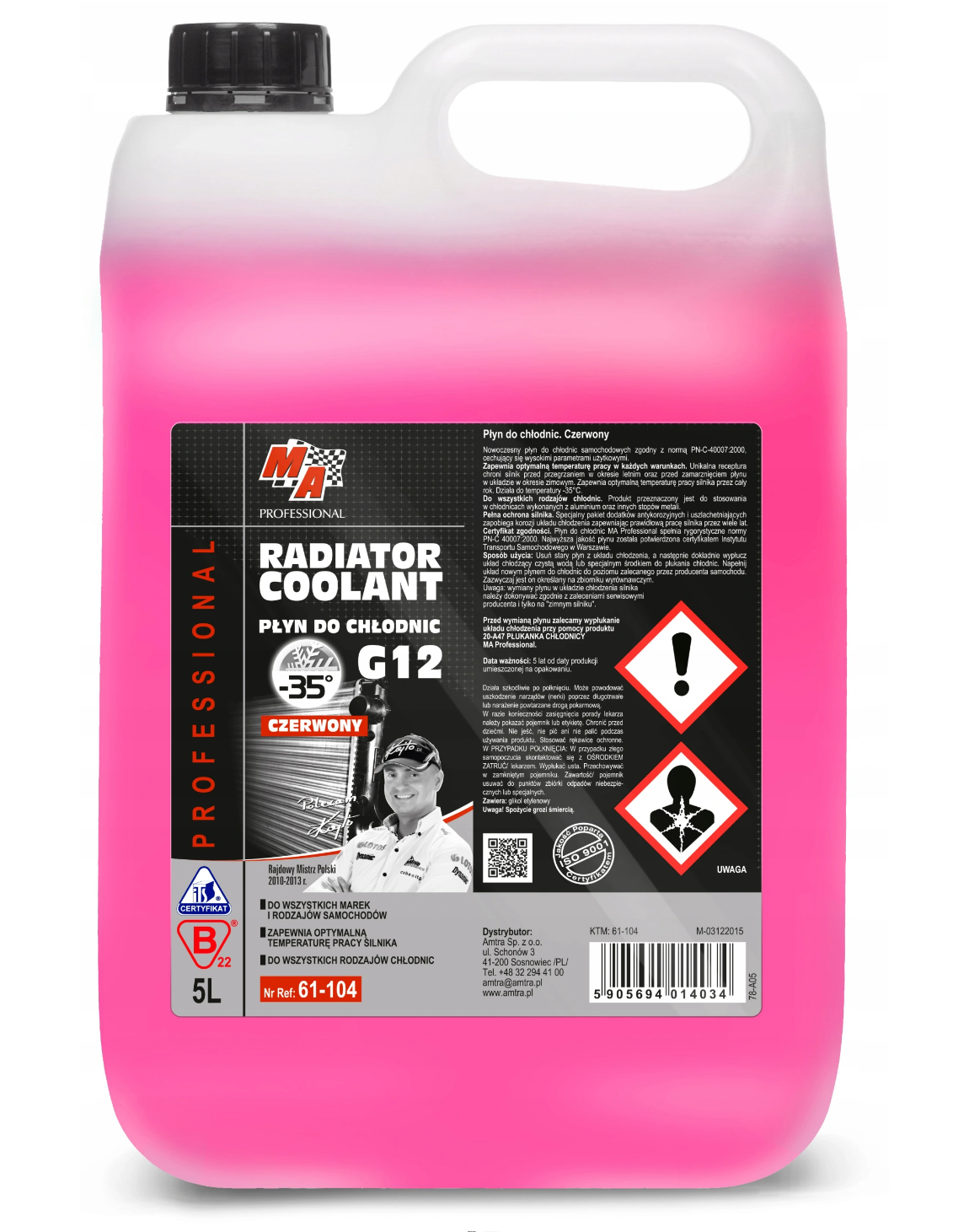 MOJE AUTO PŁYN DO CHŁODNIC -35C G12 CZERWONY 5L